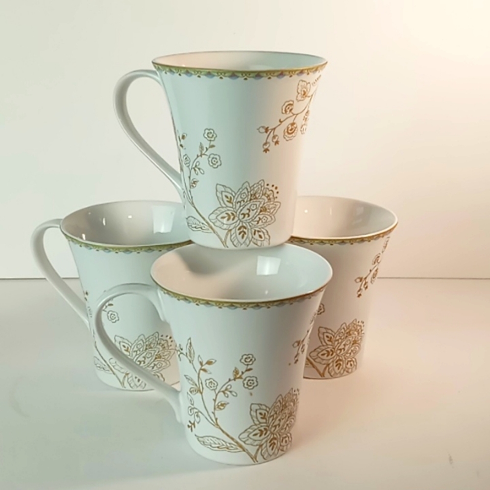 Vintage 222 Fifth Garden Fine China Mugs (4) - Picture 2 of 5